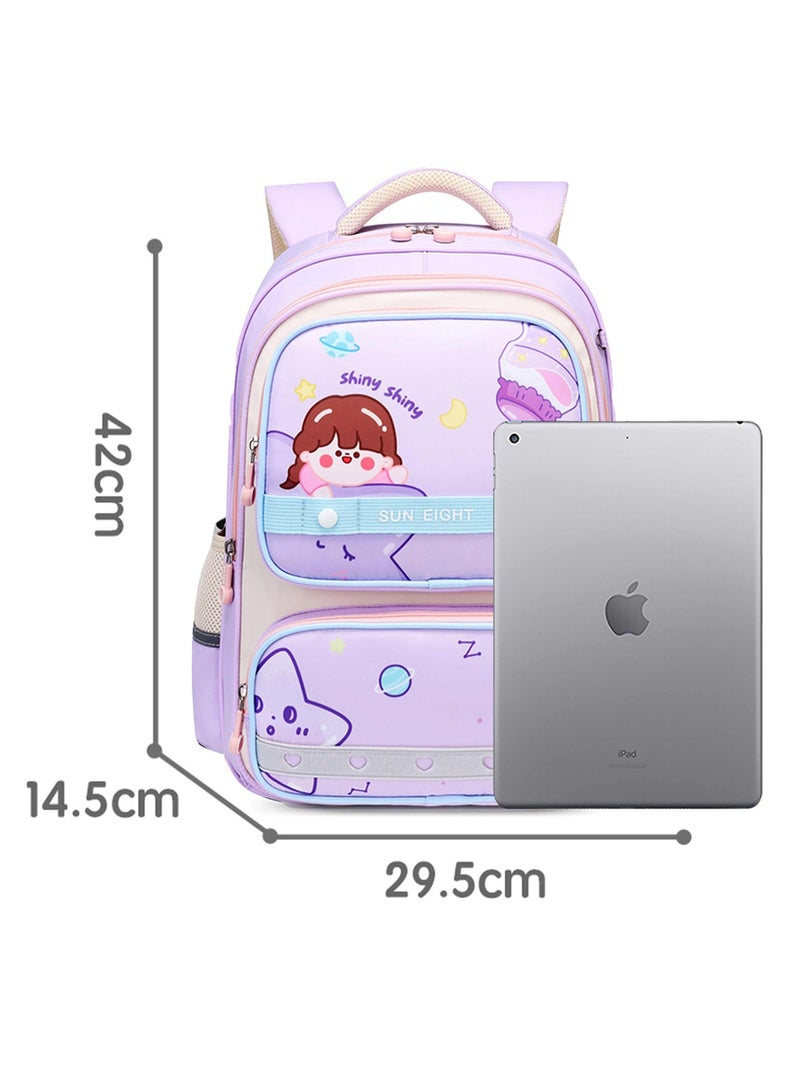 SUN EIGHT Premium 16.5 inches Kids Backpack Light Weight Water Resistant Multifunctional School Daypack for Girls, SE22142, Purple - Image 5